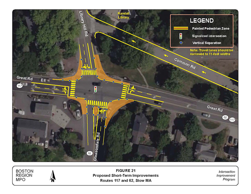 Figure 21 – Proposed Short-Term Improvements for Route 117 and Route 62 (Great Road, Library Hill Road, and Gleasondale Road) Figure 21 – Proposed Short-Term Improvements for Route 117 and Route 62 (Great Road, Library Hill Road, and Gleasondale Road)